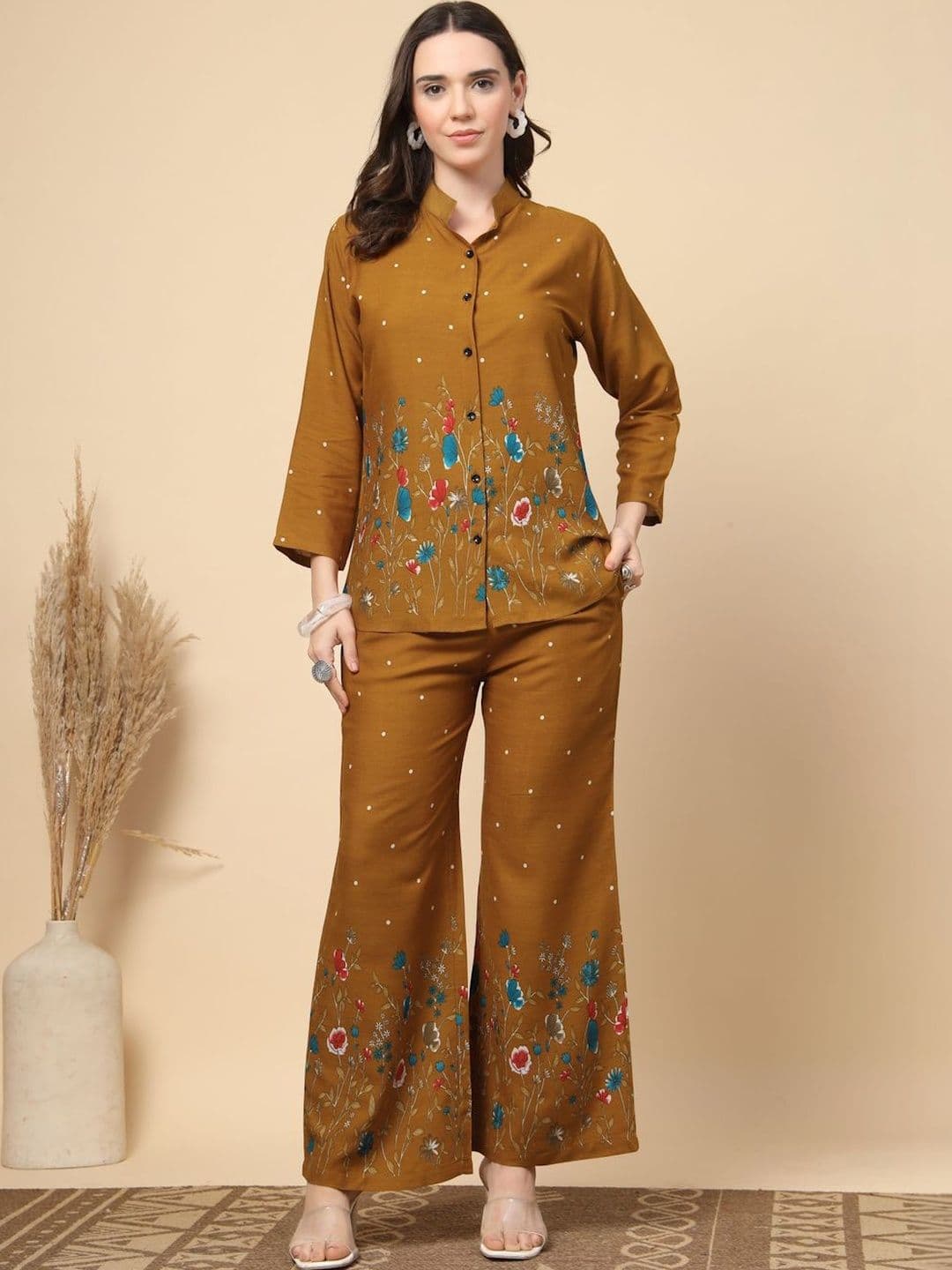 Moda Rapido Floral Cotton Printed Shirt with Palazzos - view 1