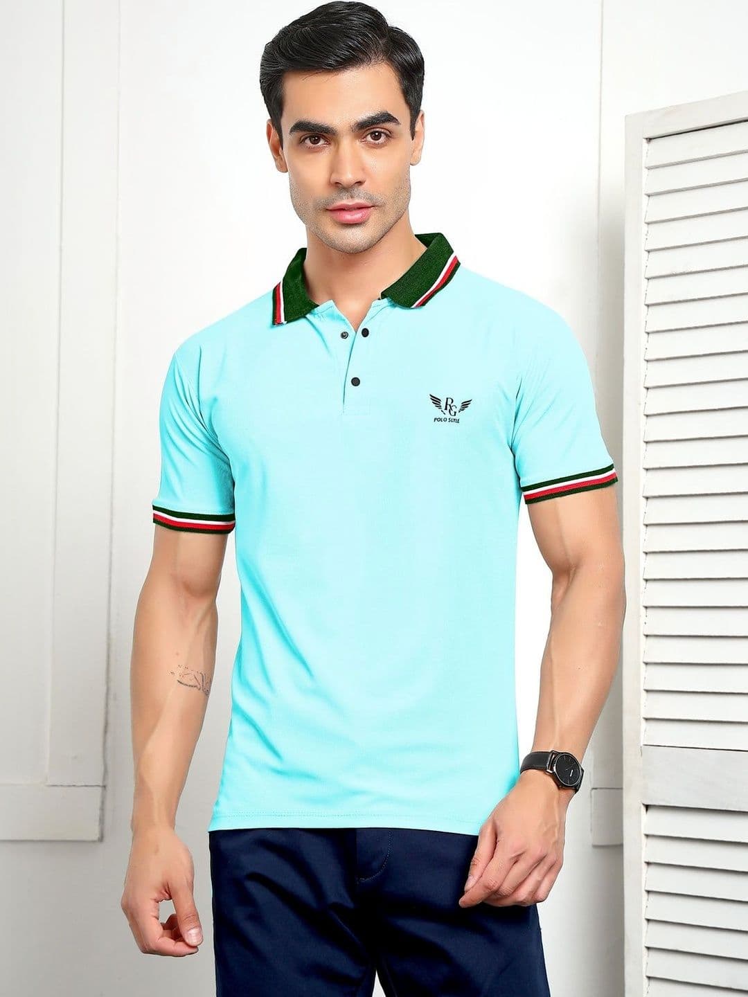 RG Garments Men Brand Logo Polo Collar Pockets T-shirt - view 1