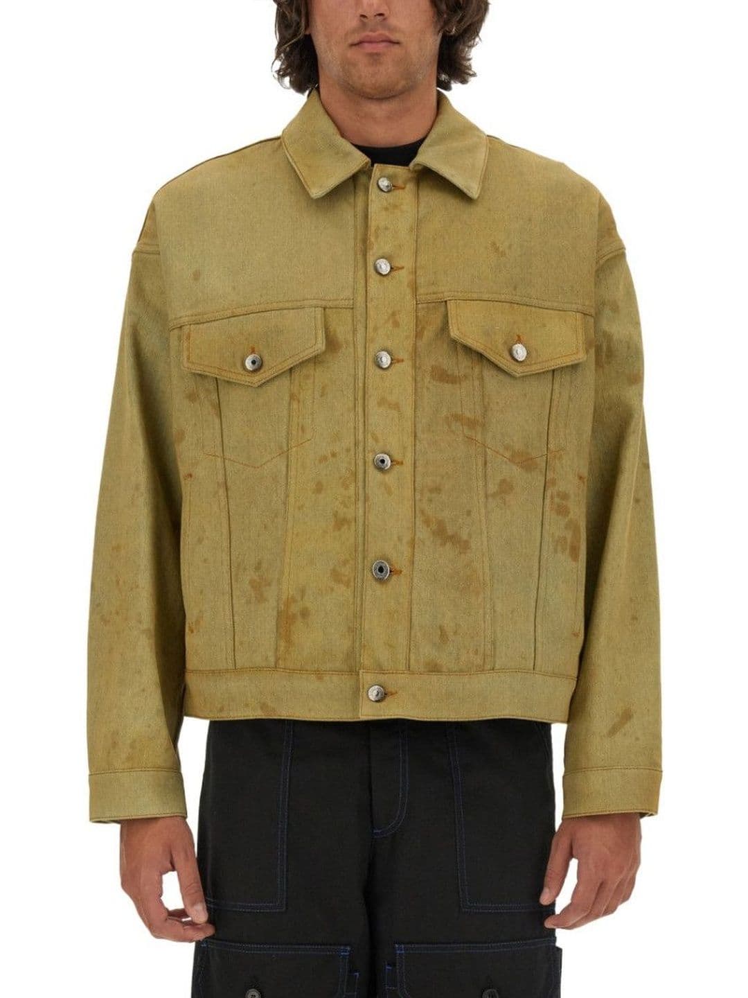 MSGM Brown Printed Shirt Collar Jacket - view 1