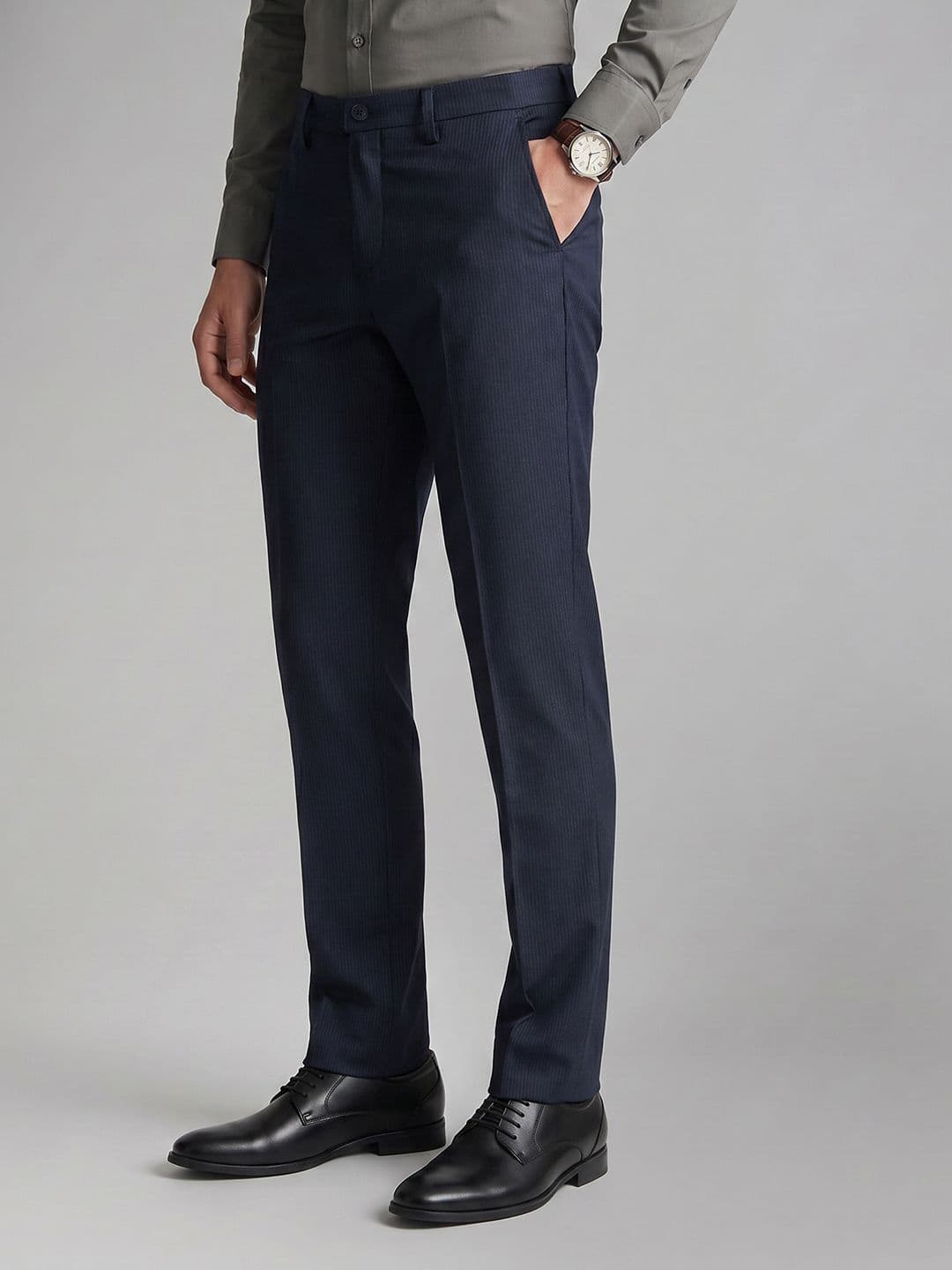 Allen Solly Men Striped Flat-Front Formal Trouser - view 1