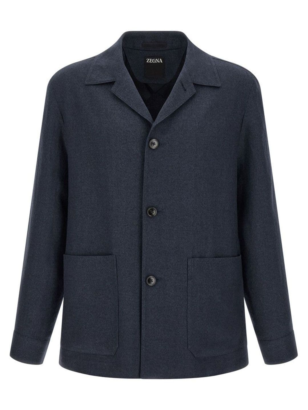 Zegna Dark Blue Solid Jackets - view 1