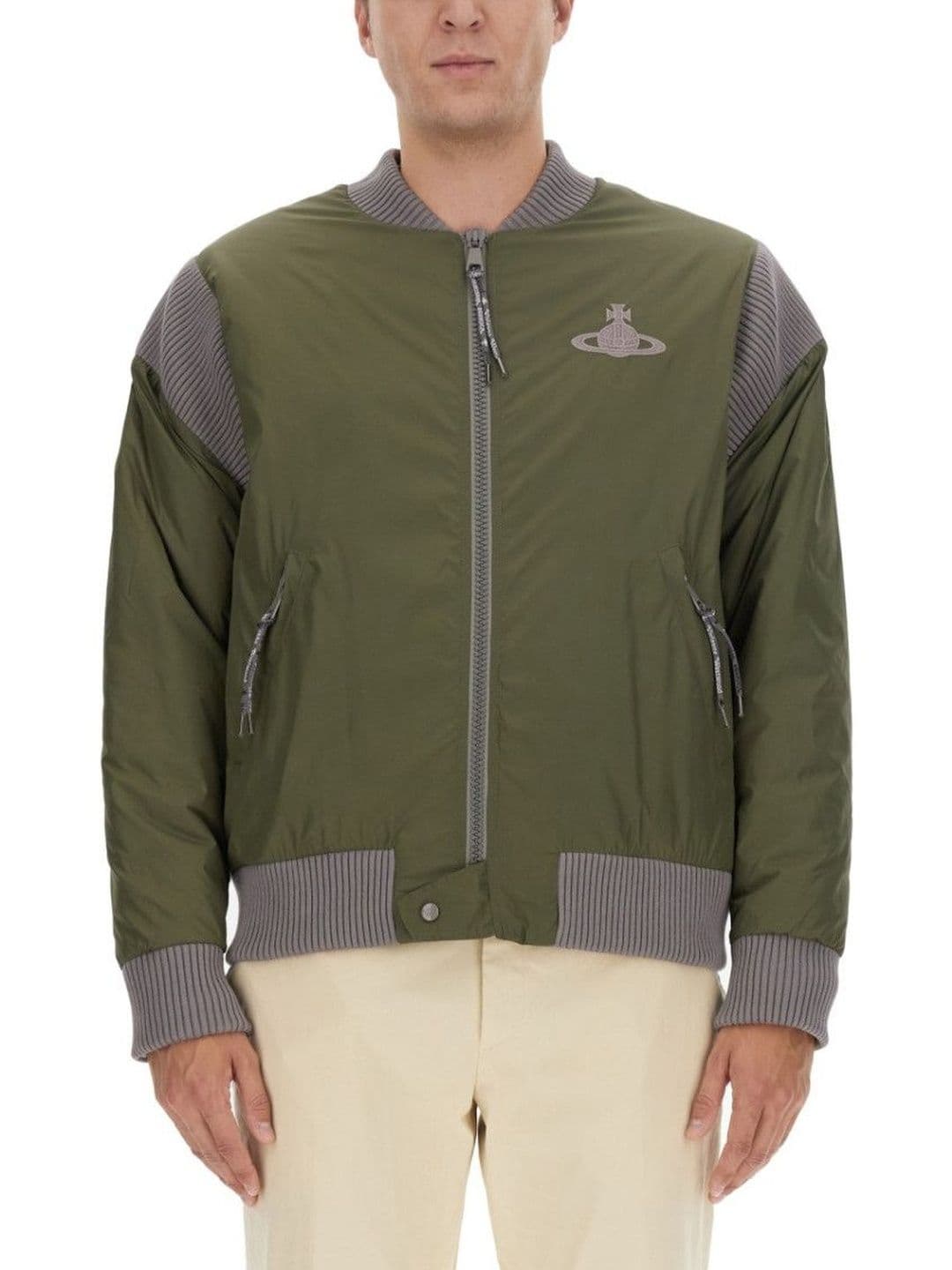 Vivienne Westwood Green Logo Band Collar Jacket - view 1