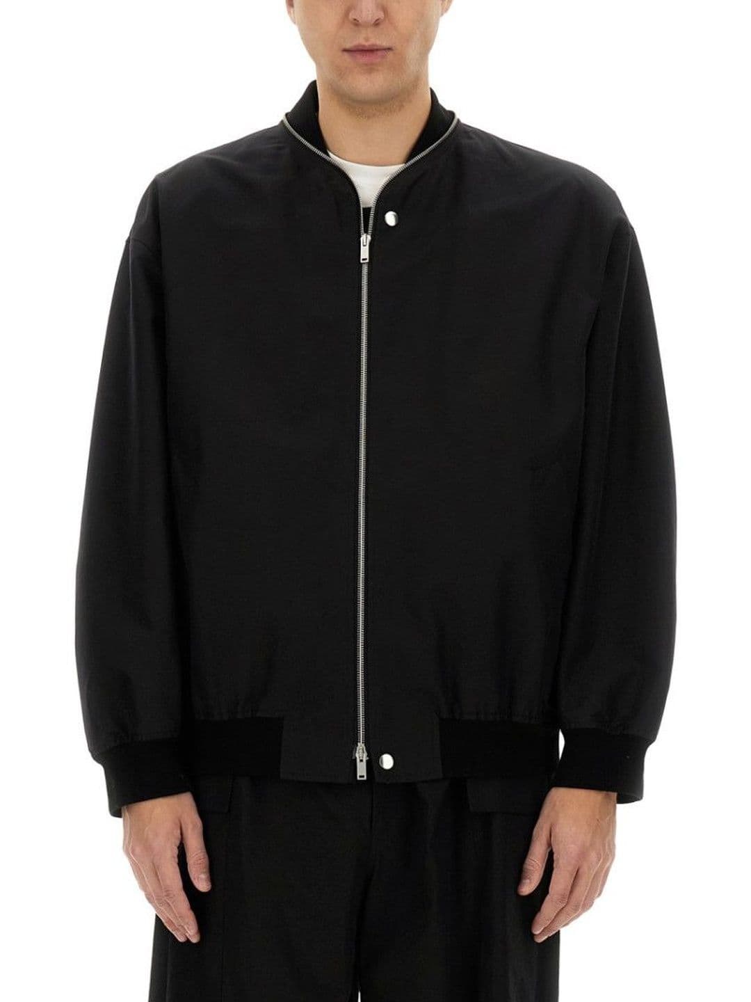 Jil Sander Black Solid Mock Collar Jacket - view 1