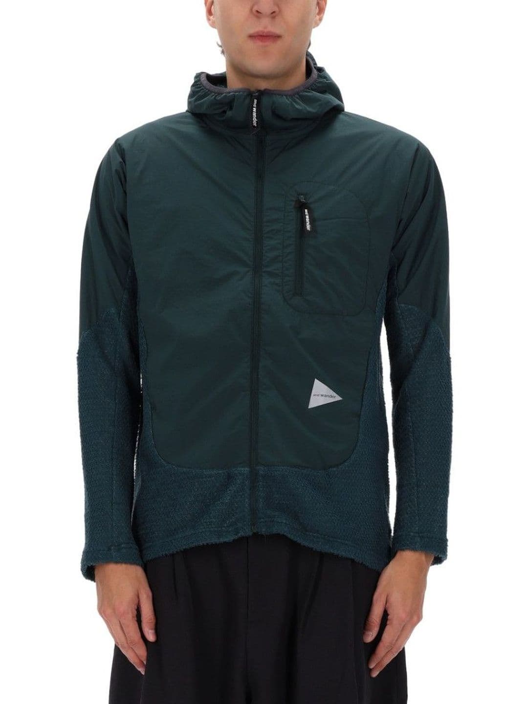 And Wander Green Color Block Hood Jacket - view 1