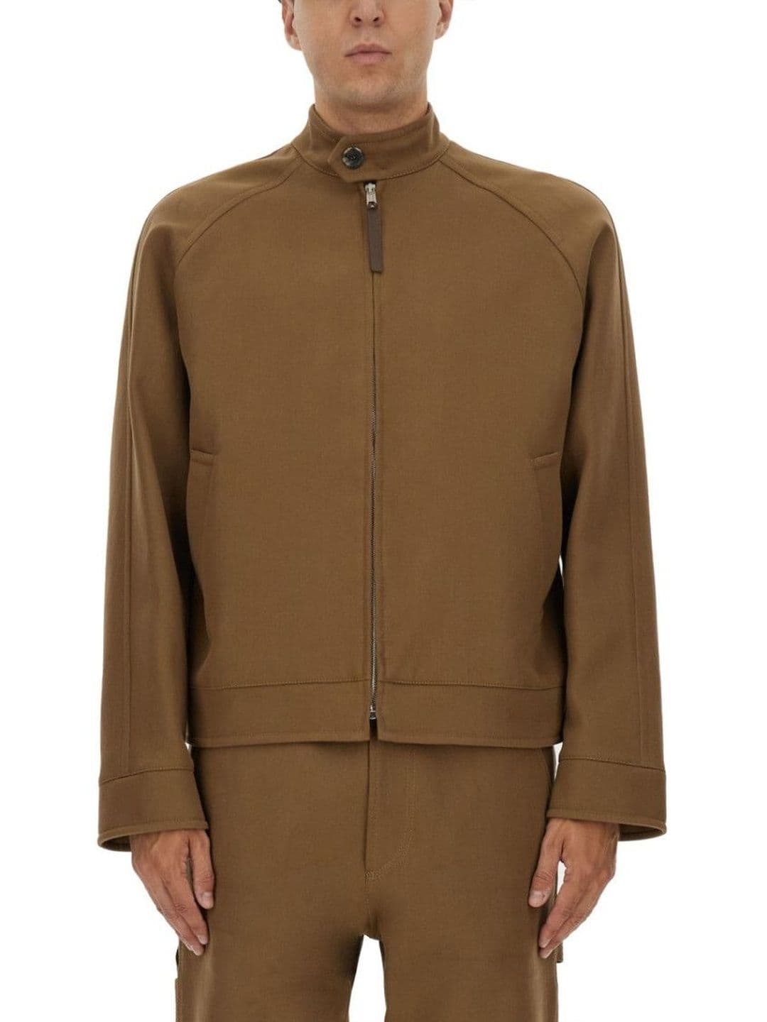MOSCHINO Brown Solid Mandarin Collar Jacket - view 1