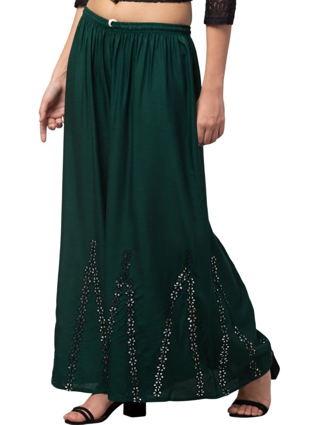 OMAYA Women Embellished Knitted Ethnic Palazzos - view 1