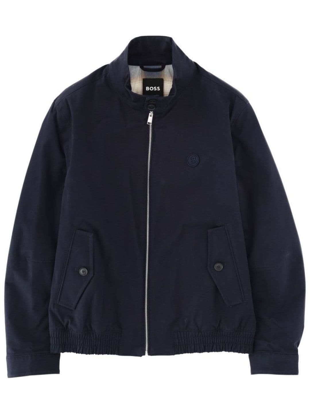 Hugo Boss Dark Blue Solid Band Collar Jacket - view 1