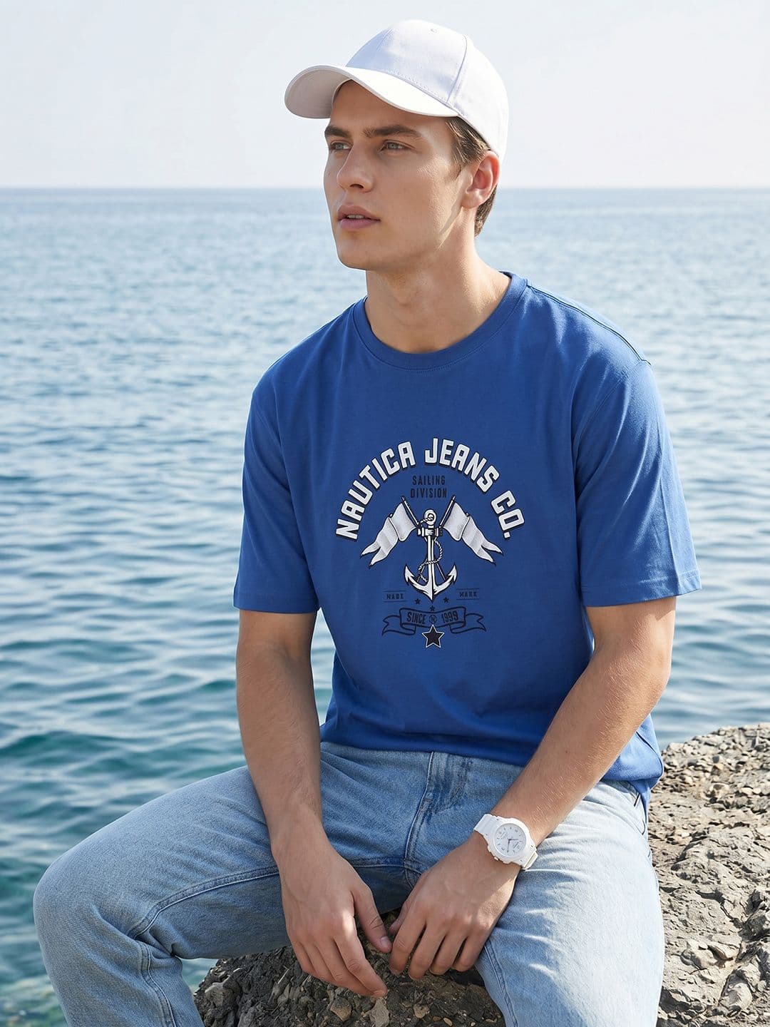 Nautica Oversized Printed Pure Cotton T-shirt - view 1