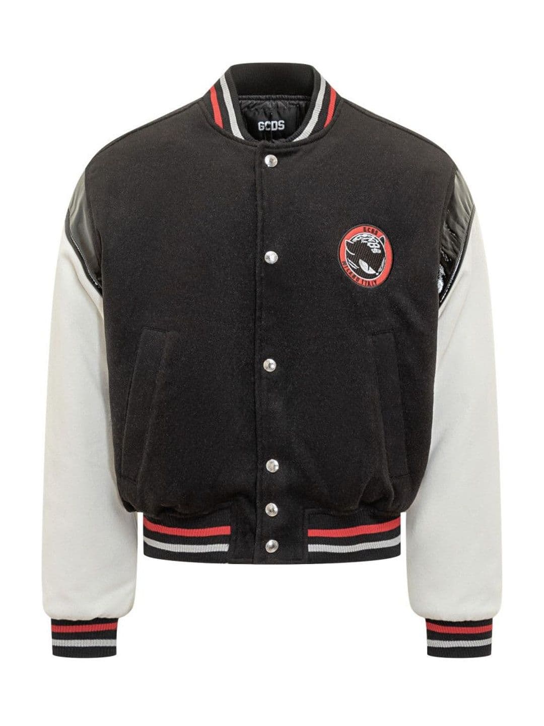 GCDS Black Color Block Band Collar Jacket - view 1