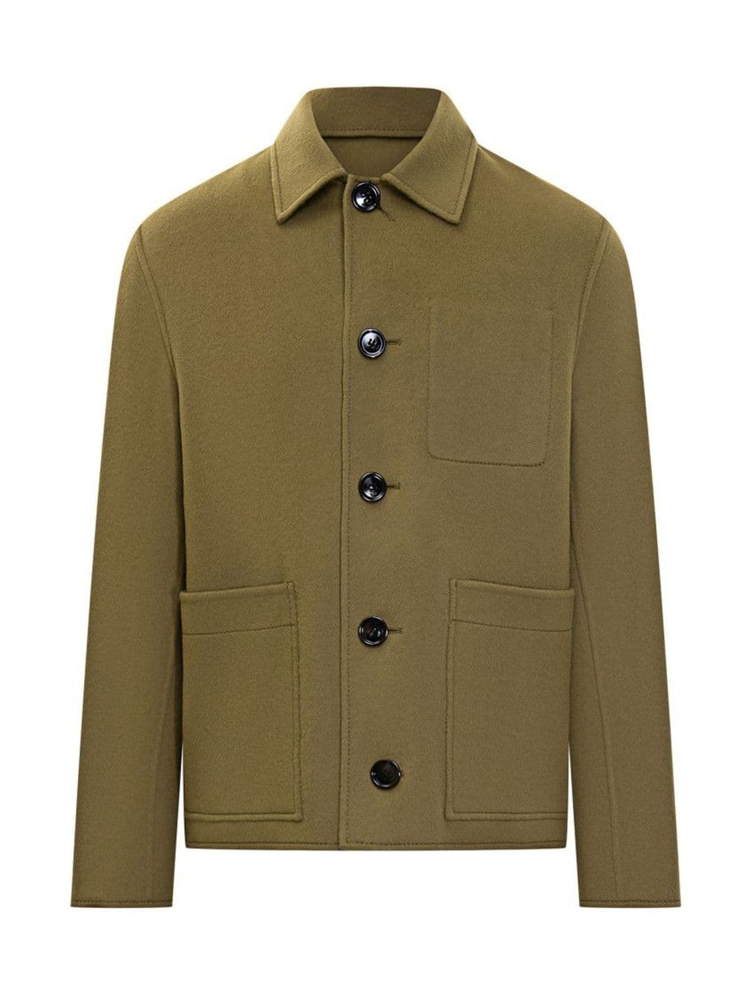 Ami Paris Green Solid Shirt Collar Jacket - view 1
