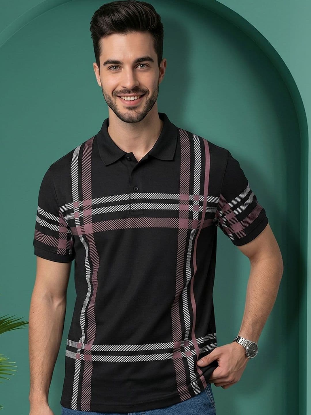 Moda Rapido Men Checked Polo Collar T-shirt - view 1