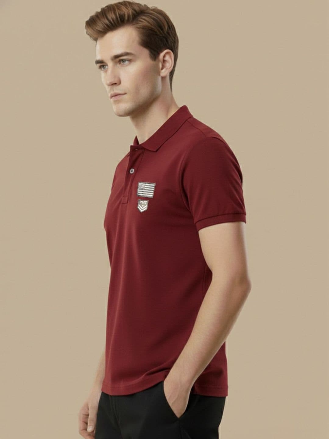 Promount Men Brand Logo Polo Collar Applique T-shirt - view 1