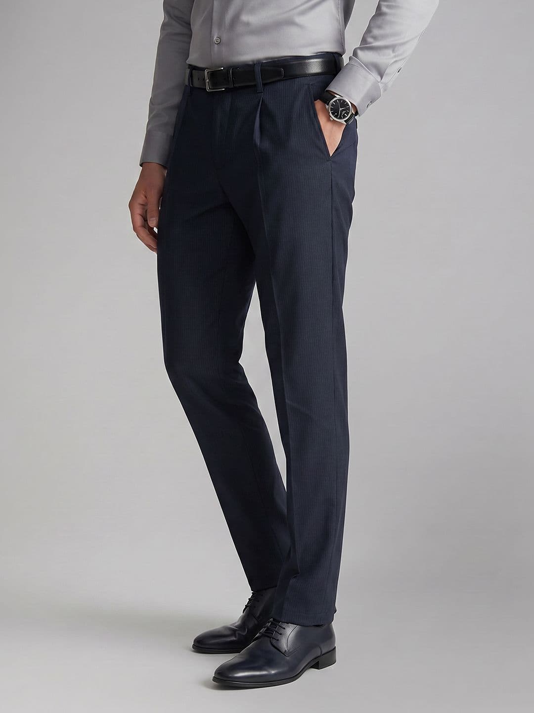 Allen Solly Men Striped Pleated Formal Trouser - view 1