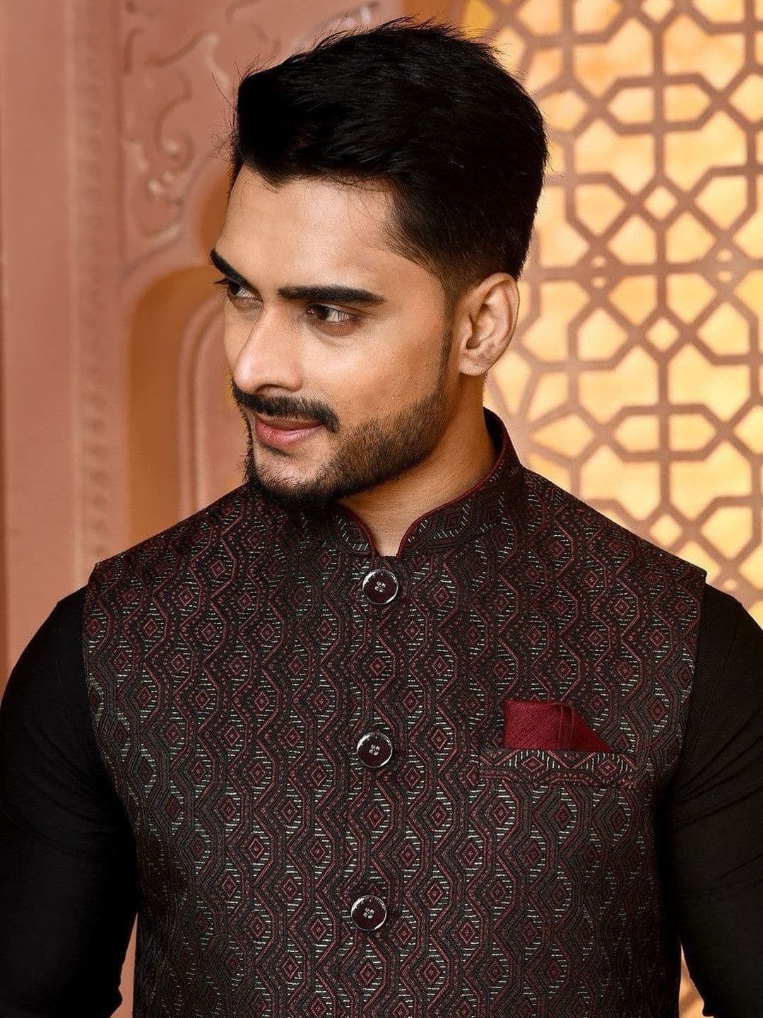 WANAS Men Woven Design Premium Jacquard Nehru Jacket - view 1