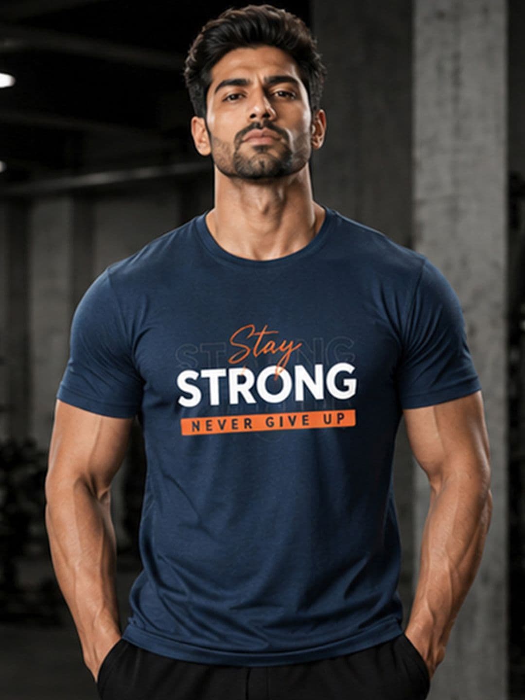 Dpassion Men Quick Dry Gym Printed T-Shirt - view 1