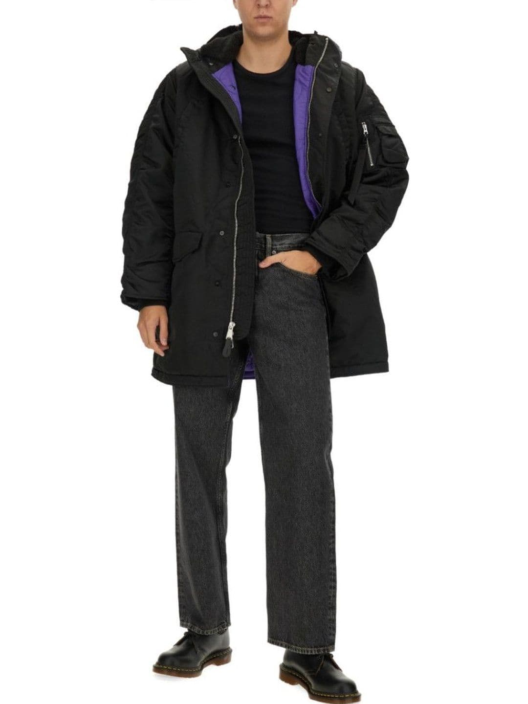 ALPHA INDUSTRIES Black Solid Hood Jacket - view 1