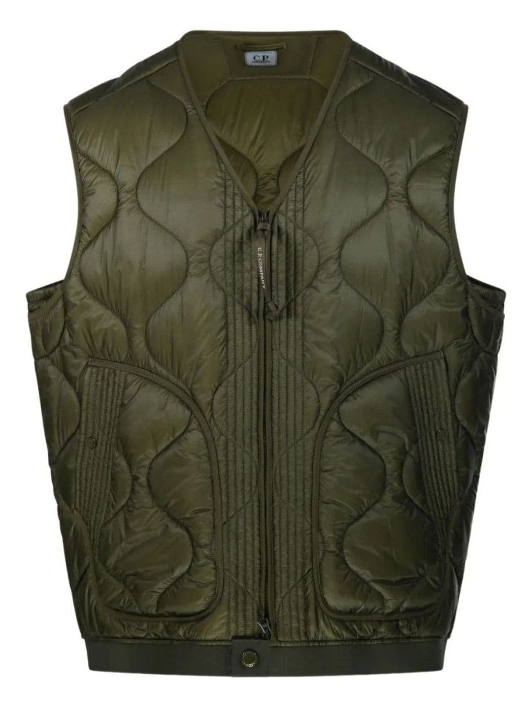 C.P. Company Green Quilted V Neck Jacket - view 1