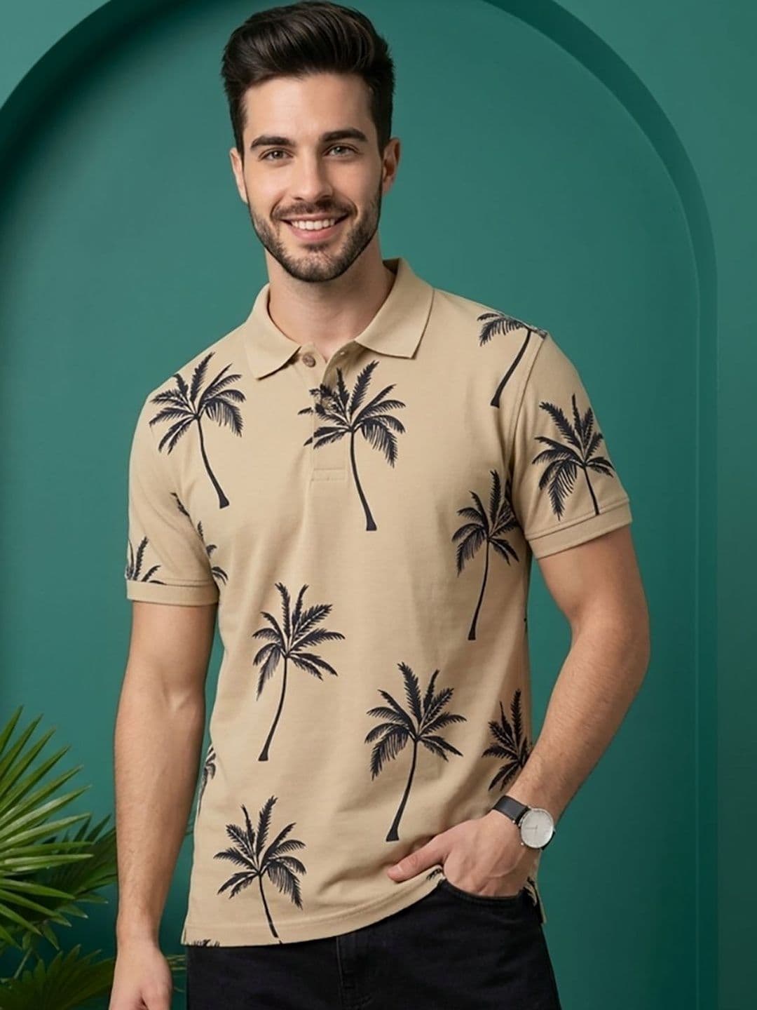 Moda Rapido Men Printed Polo Collar Tropical T-shirt - view 1