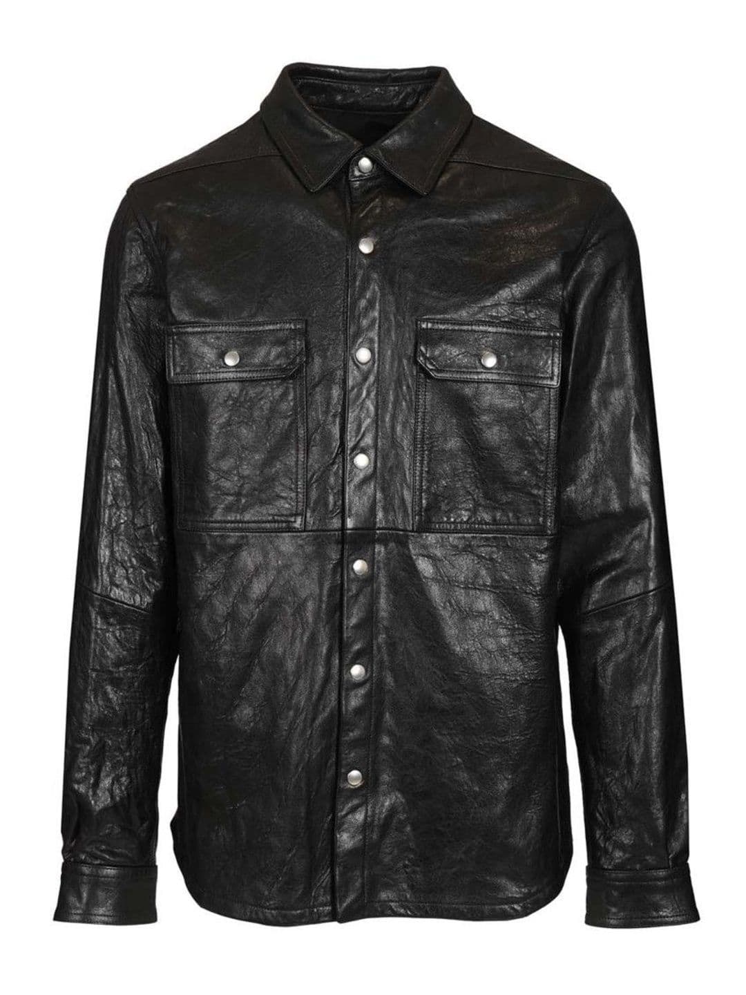 Rick Owens Black Textured Shirt Collar Jacket - view 1
