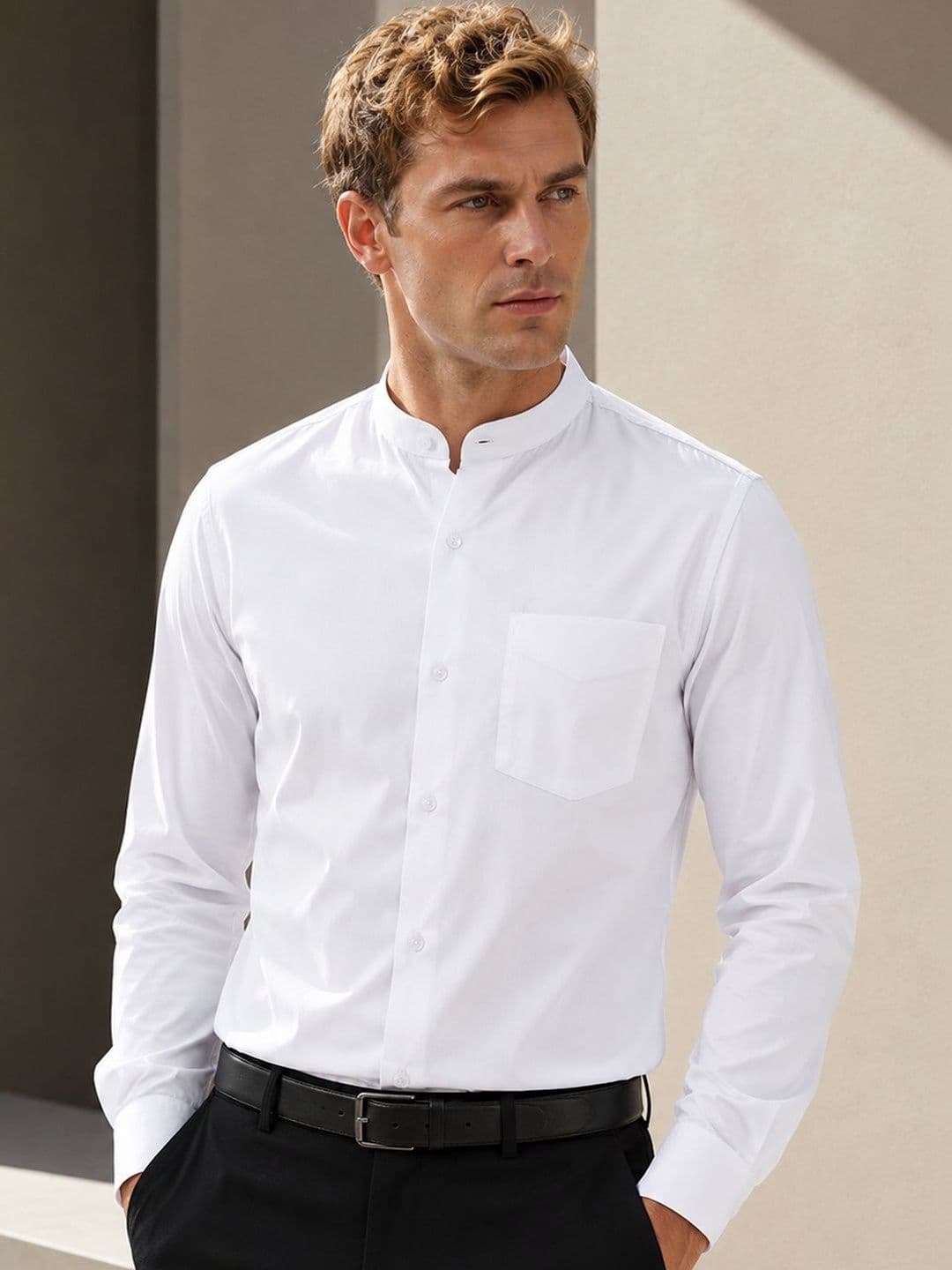 Hancock Men Solid Slim Fit Pure Cotton Formal Shirt - view 1
