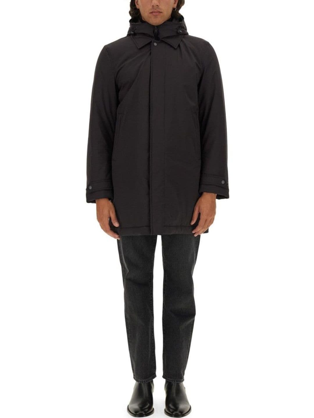 Woolrich Black Solid Hood Jacket - view 1