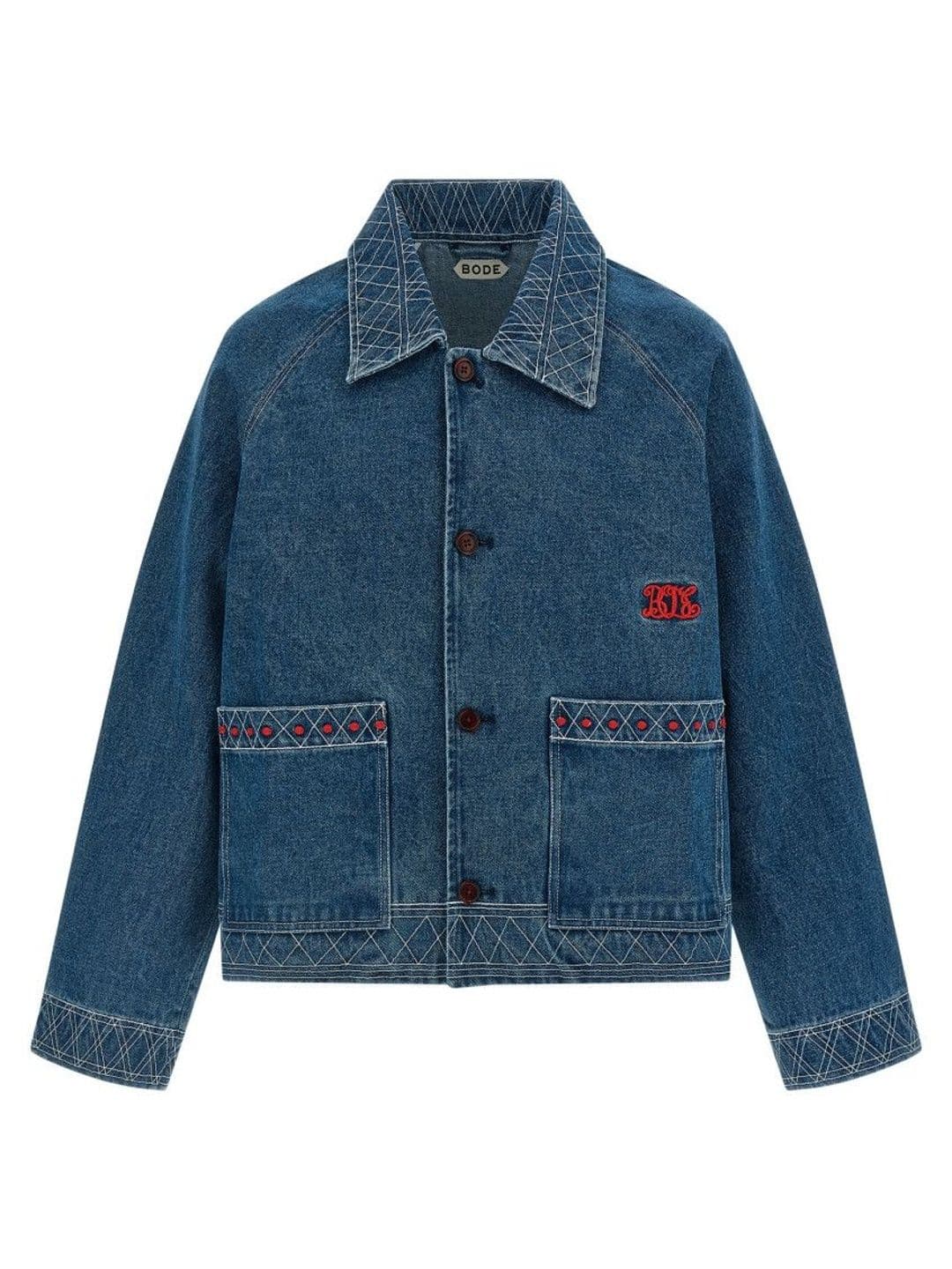 Bode Indigo Blue Embroidered Jacket - view 1