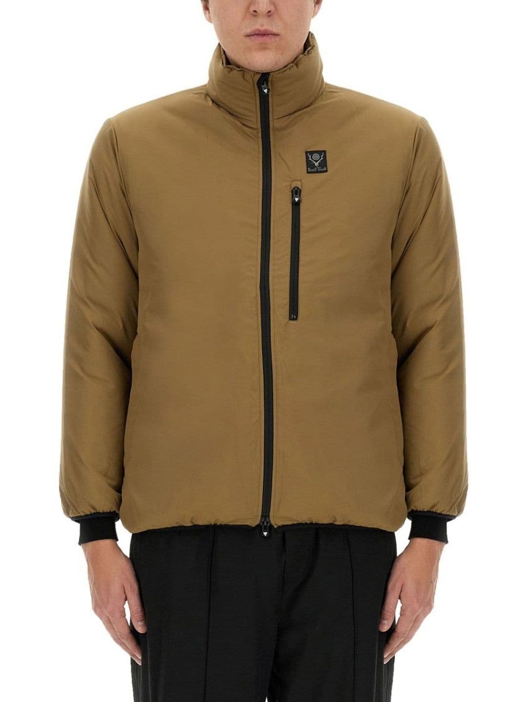 South2 West8 Brown Logo Mock Collar Jacket - view 1