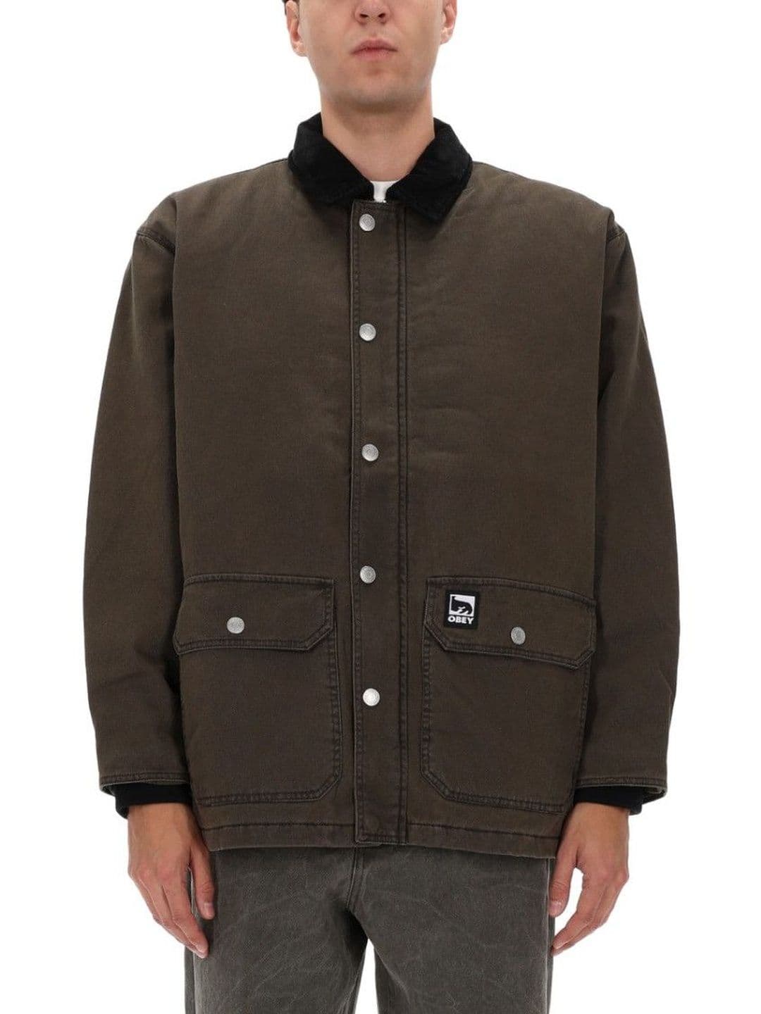 Obey Green Solid Shirt Collar Jacket - view 1