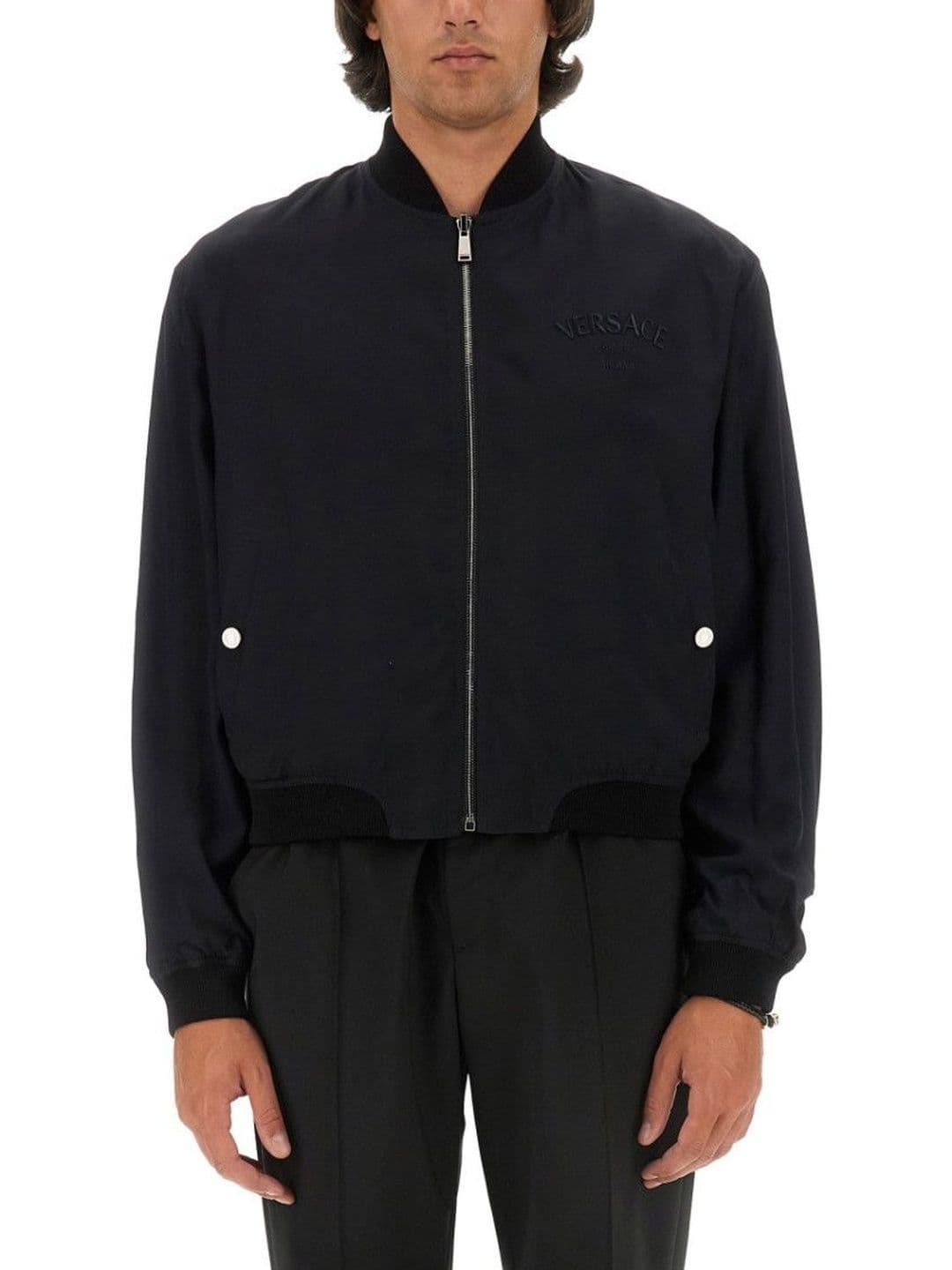 Versace Multicolor Logo Mock Collar Jacket - view 1