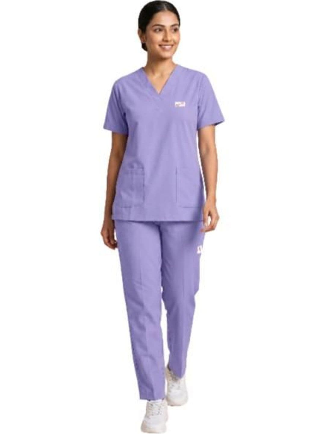 MAFATLAL Women Classic Solid All Day Comfort Cotton 4-Pocket Scrub Set - view 1
