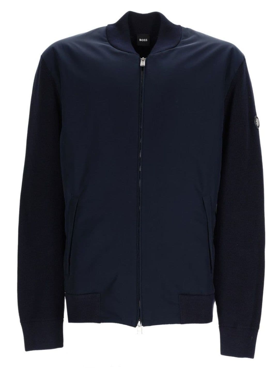 Hugo Boss Navy Blue Solid Mock Collar Jacket - view 1