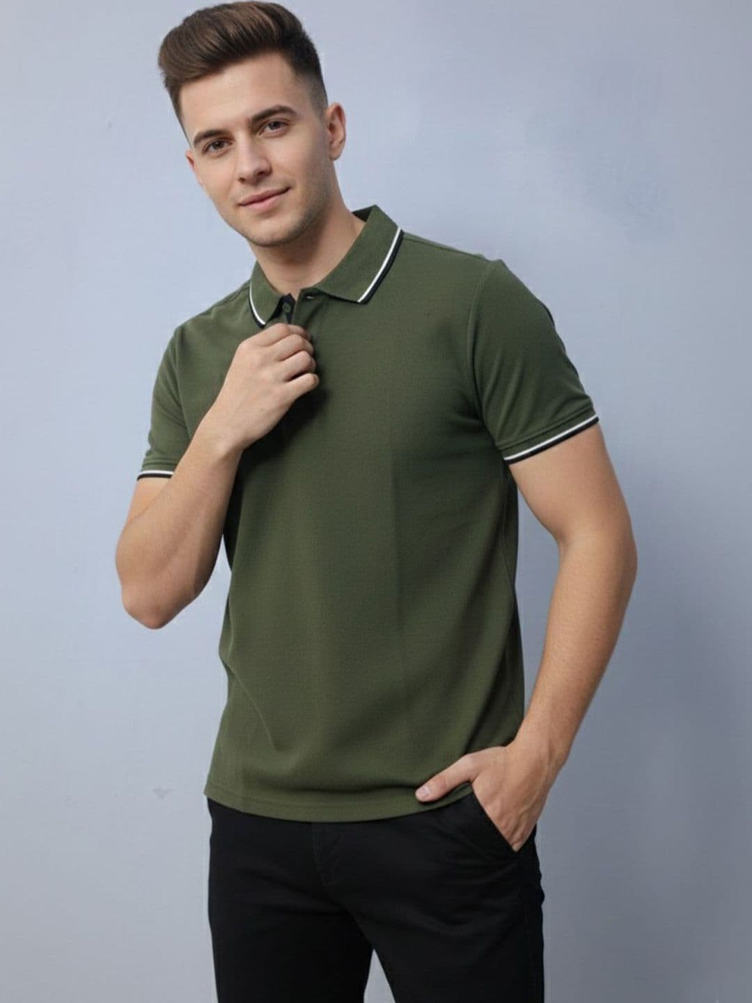 MOUNTAIN COLOURS Men Polo Collar T-shirt - view 1