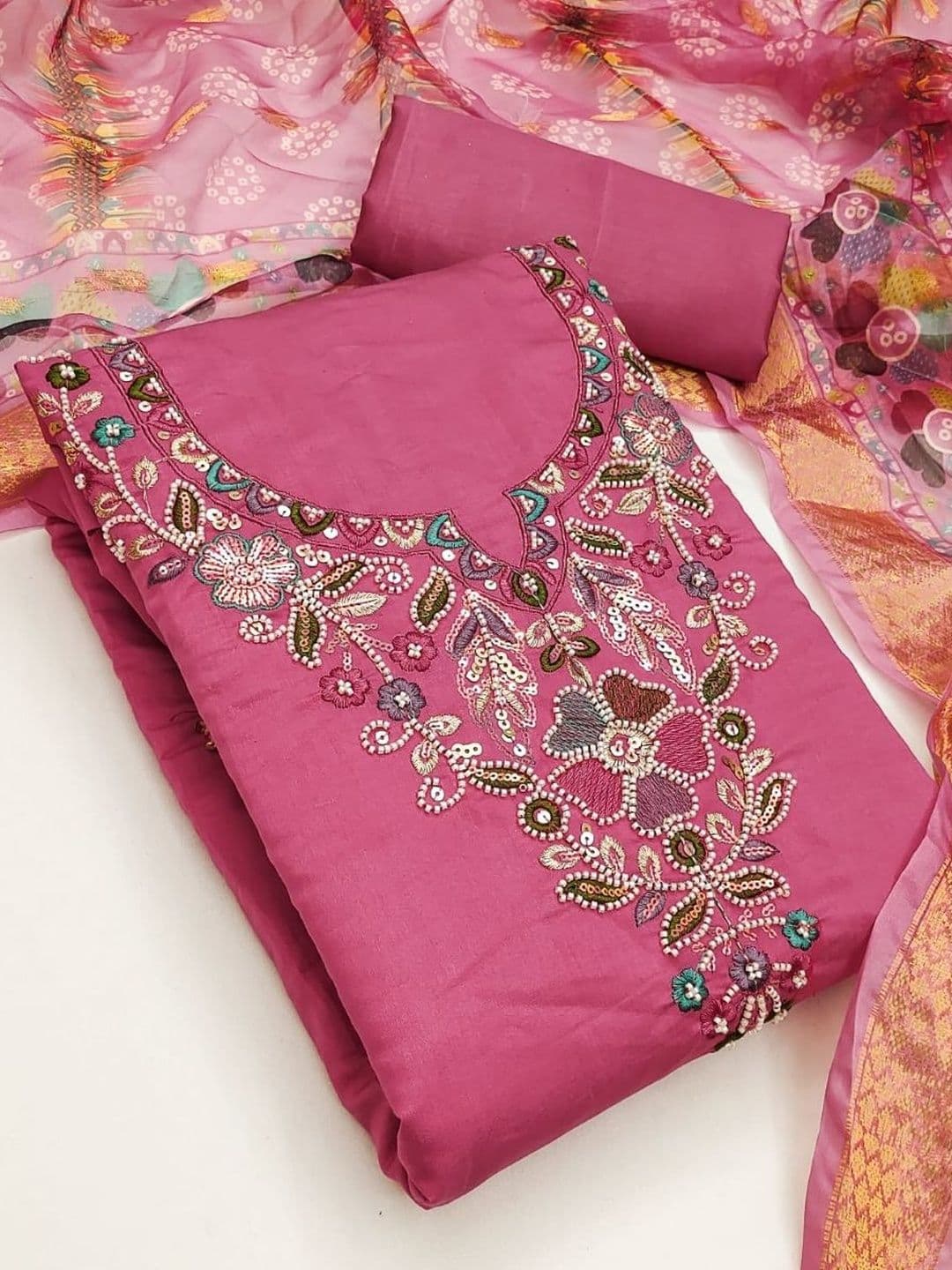 Panzora Embroidered Unstitched Dress Material - view 1