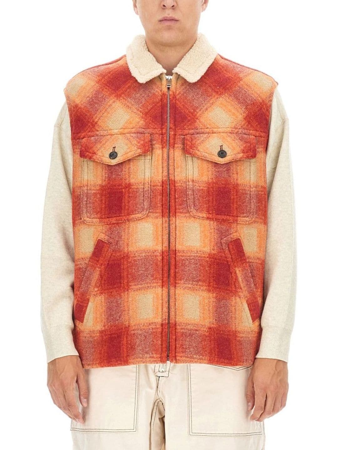 Isabel Marant Orange Plaid Shirt Collar Jacket - view 1