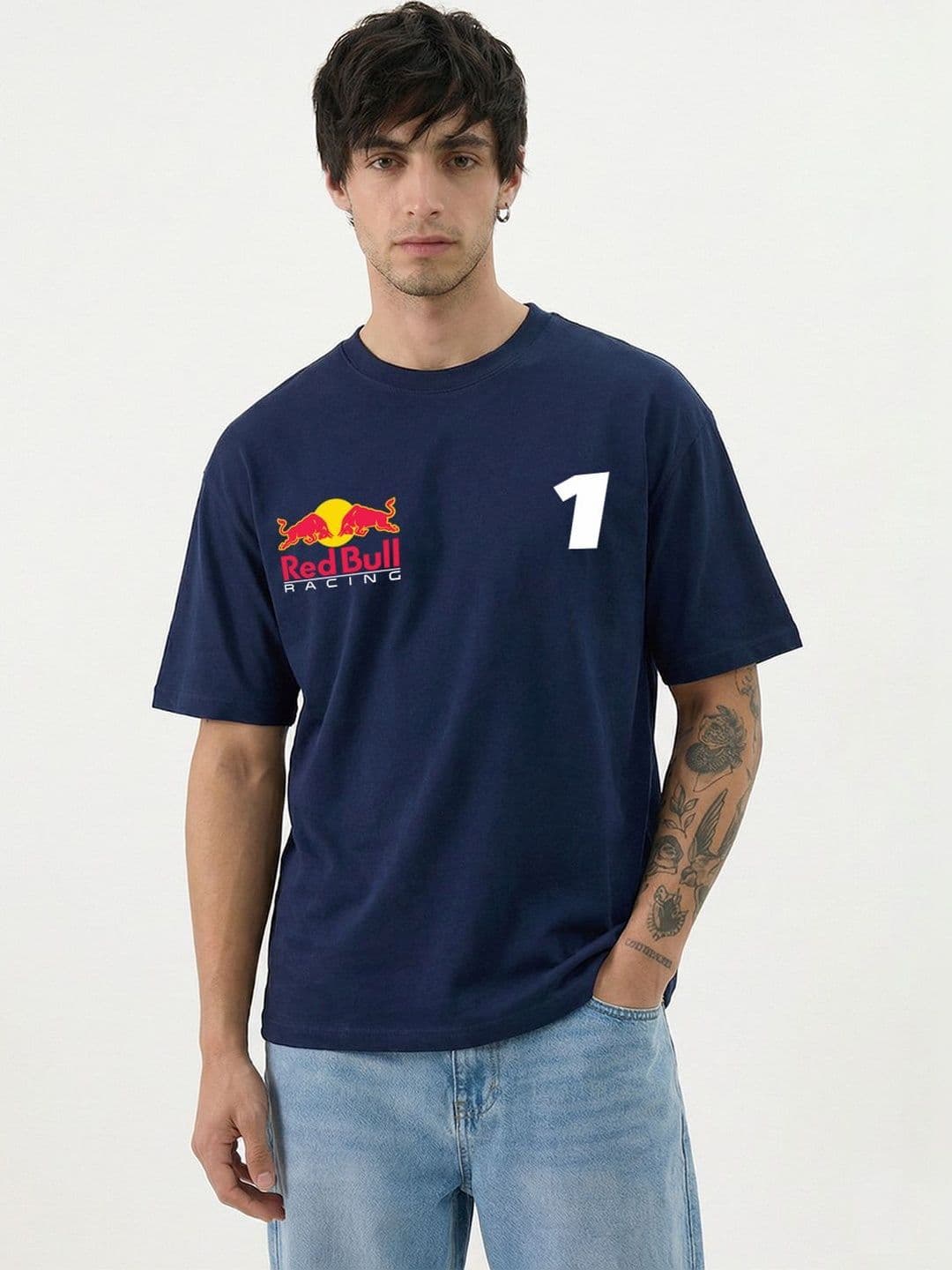 Crazymonk Max Verstappen Printed Drop Shoulder Pure Cotton Oversized T-Shirt - view 1