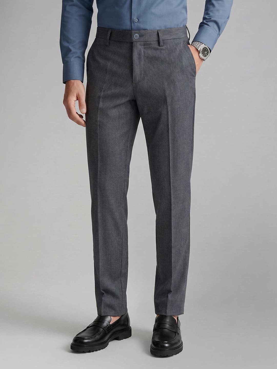 Allen Solly Men Striped Flat-Front Formal Trouser - view 1