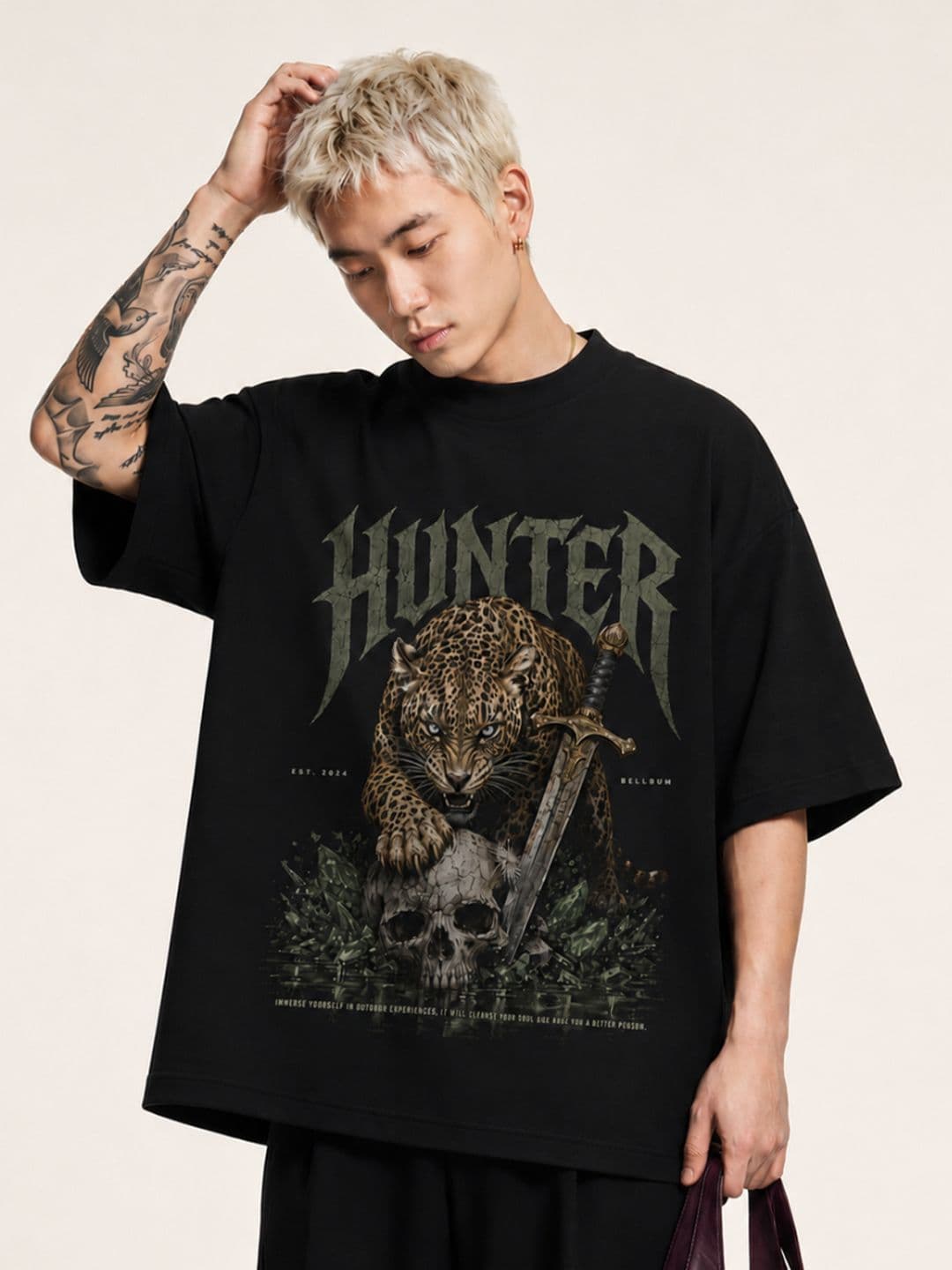 Bellbum Men Printed Drop-Shoulder Sleeves Bio Finish T-shirt - view 1