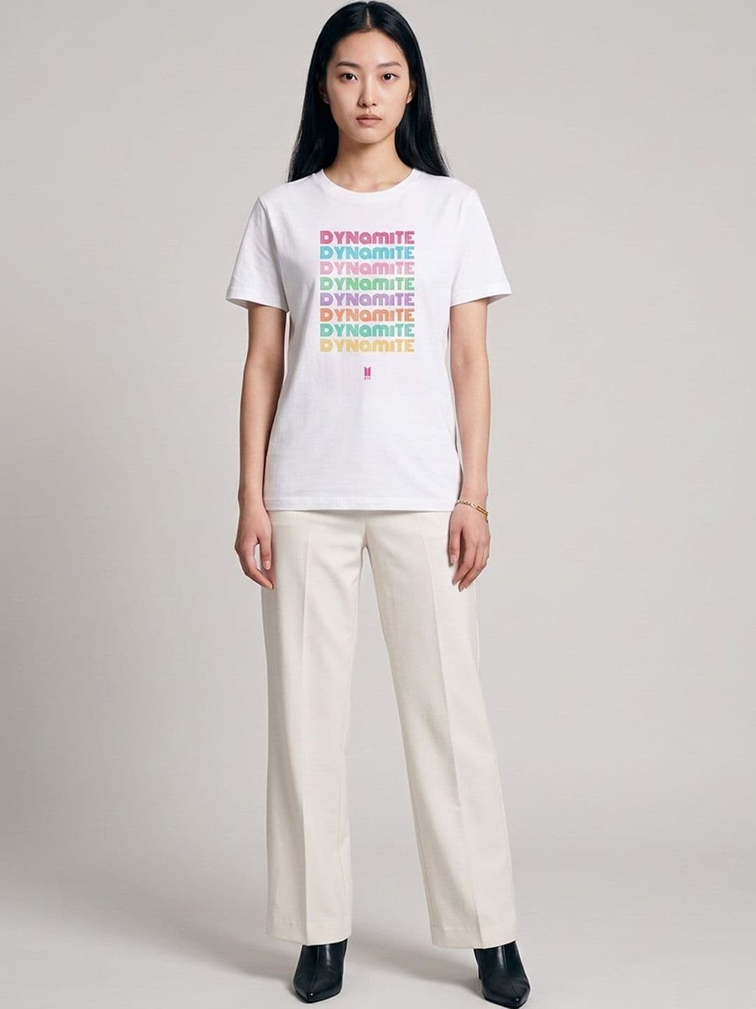 The Korhean Store Unisex BTS Dynamite Text Streetwear Regular Fit Graphic Printed Cotton Tshirt - view 1