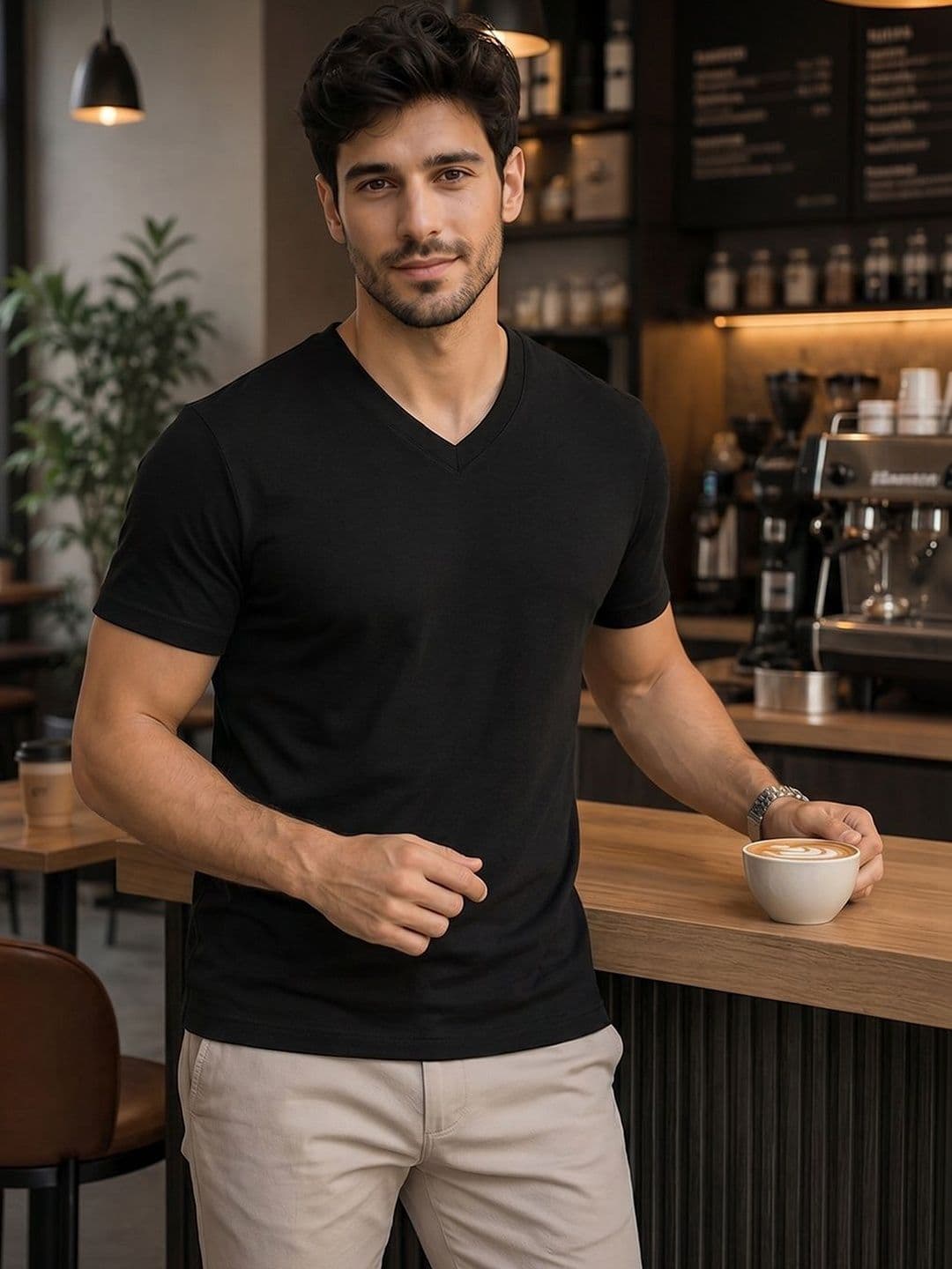 FBAR Men Solid V Neck Full Sleeve T Shirt - view 1