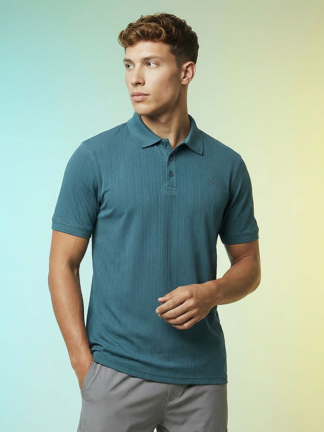 HRX by Hrithik Roshan Textured Polo Collar Lifestyle T-shirt - view 1