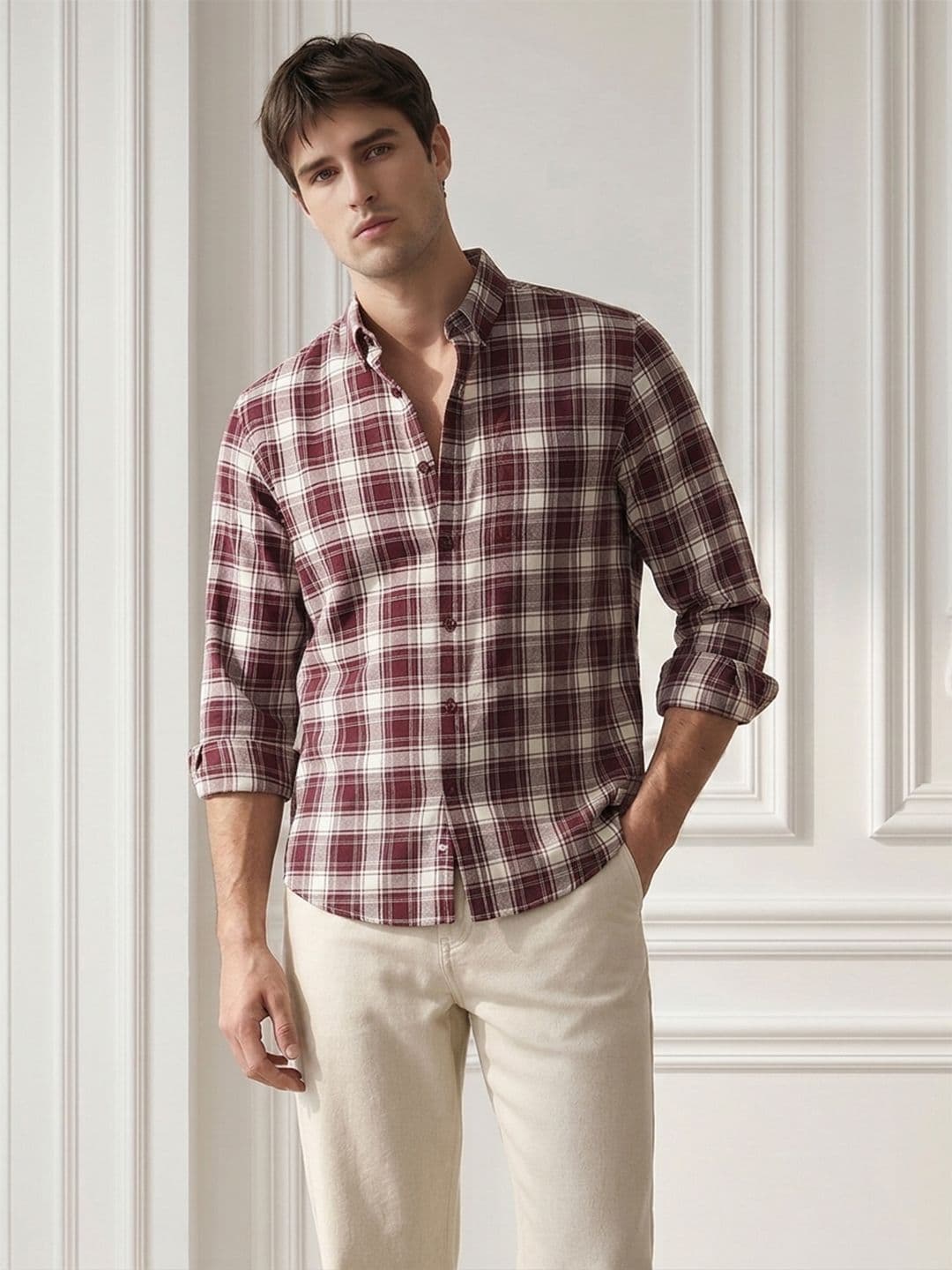 THE SHIRT CODE Tartan Checked Pure Cotton Casual Shirt - view 1