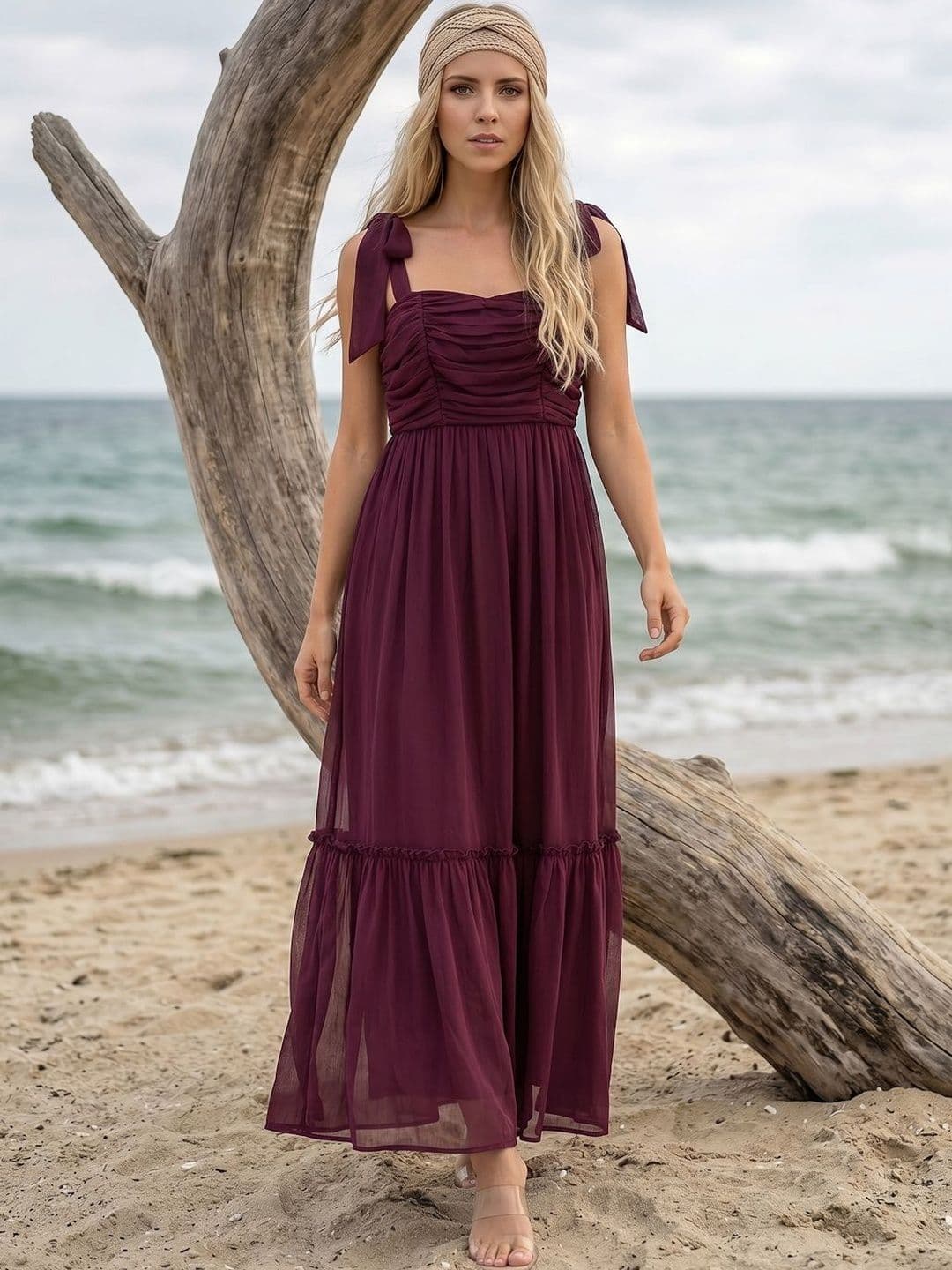 aayu Women Solid PLeated Maxi Dress - view 1