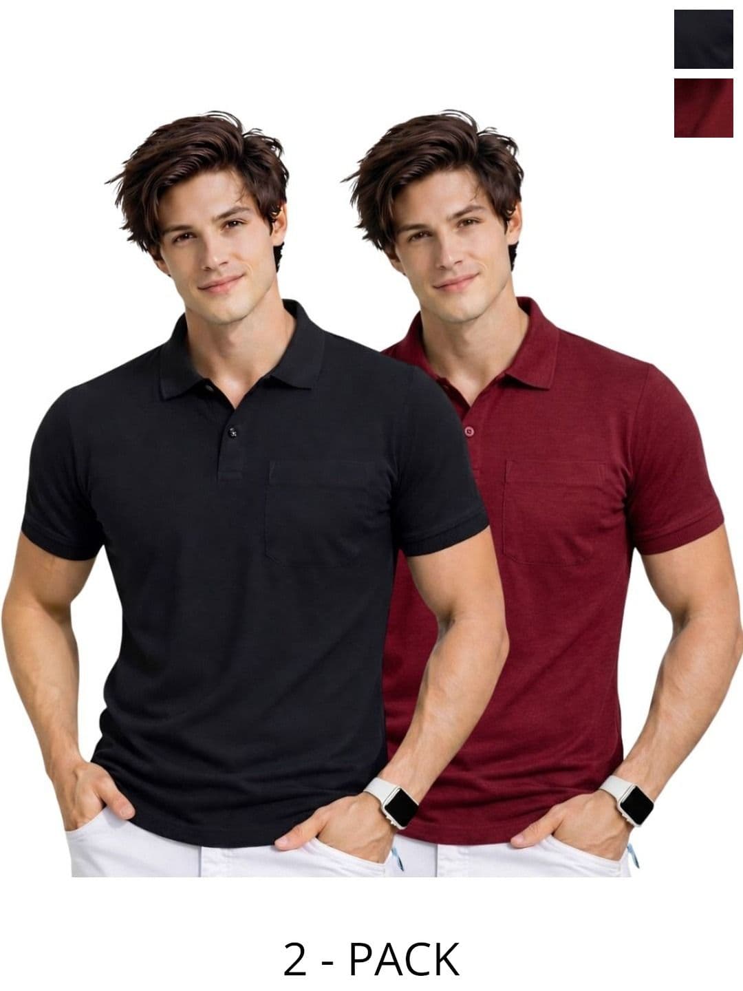 SAIKSA FASHION Men 2 Polo Collar Pockets T-shirt - view 1