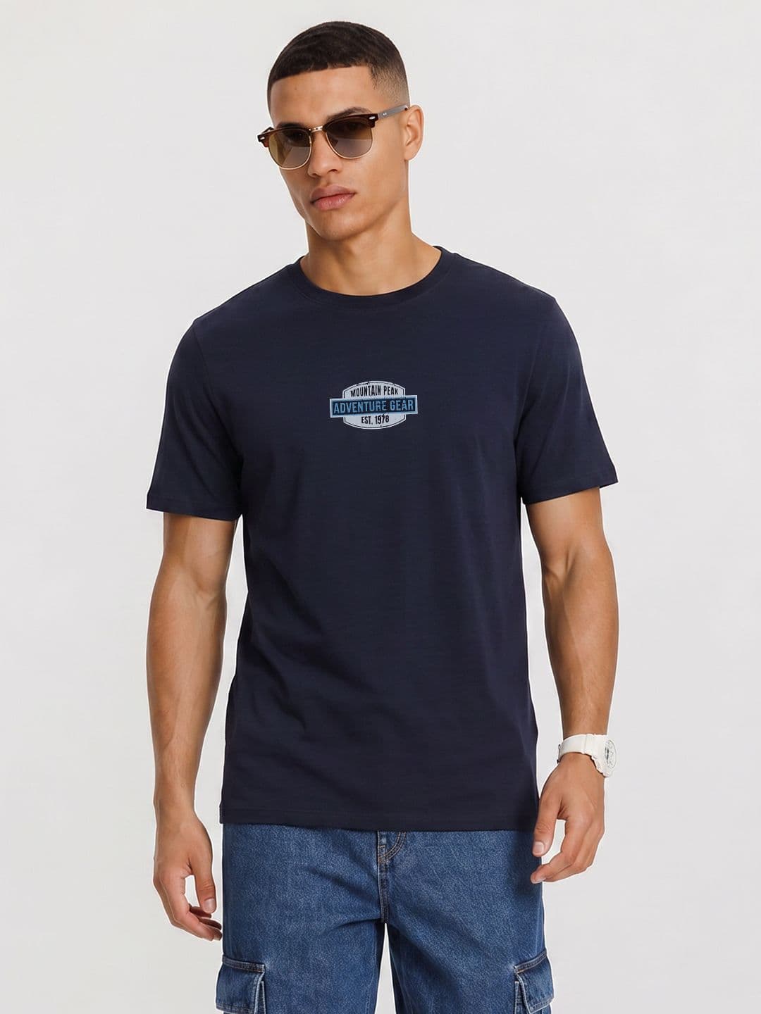 The Roadster Life Co. Typography Printed Pure Cotton T-shirt - view 1