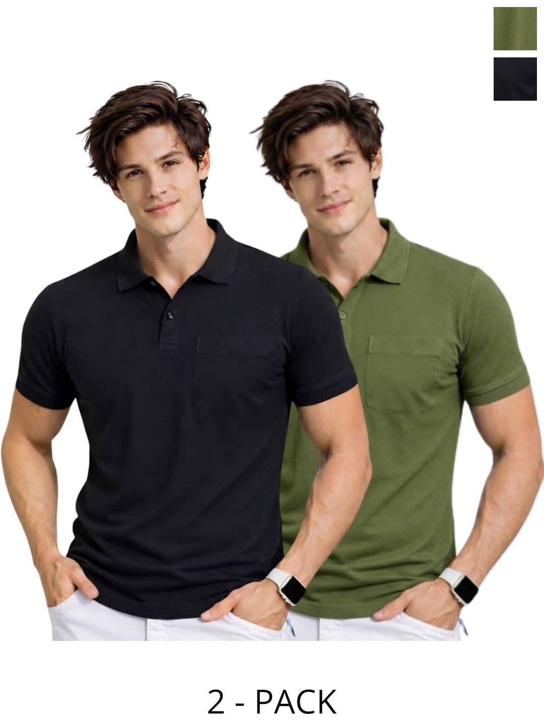 SAIKSA FASHION Men 2 Polo Collar Pockets T-shirt - view 1