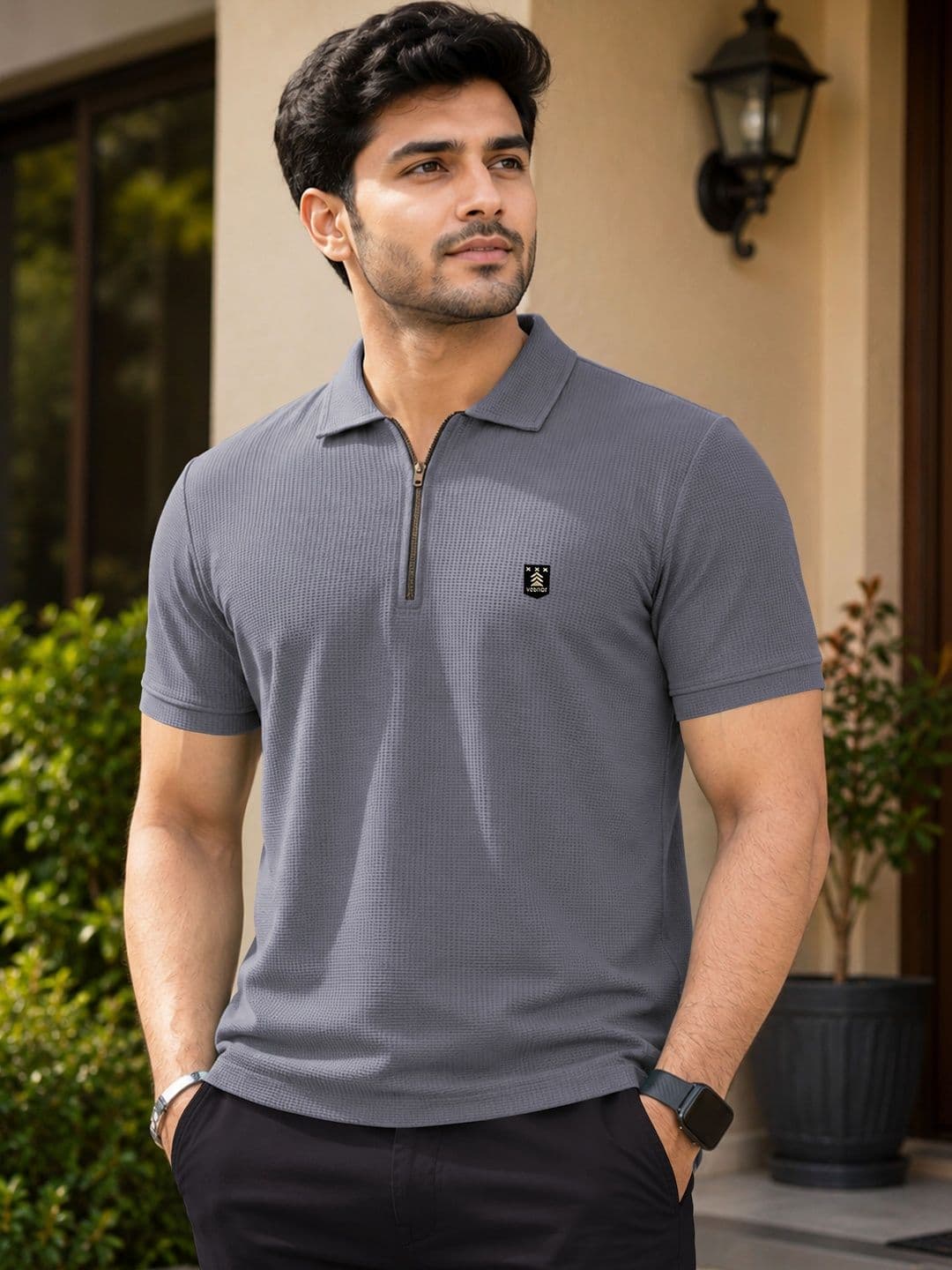 VeBNoR Men Self Design Polo Collar T-shirt - view 1
