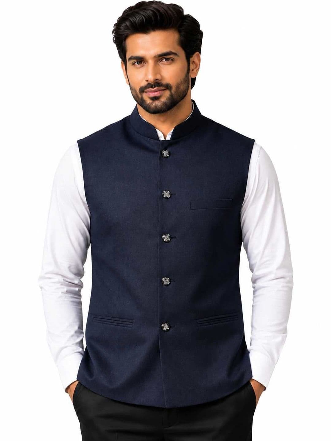 NATURE CRAFT Woven Nehru Jackets - view 1