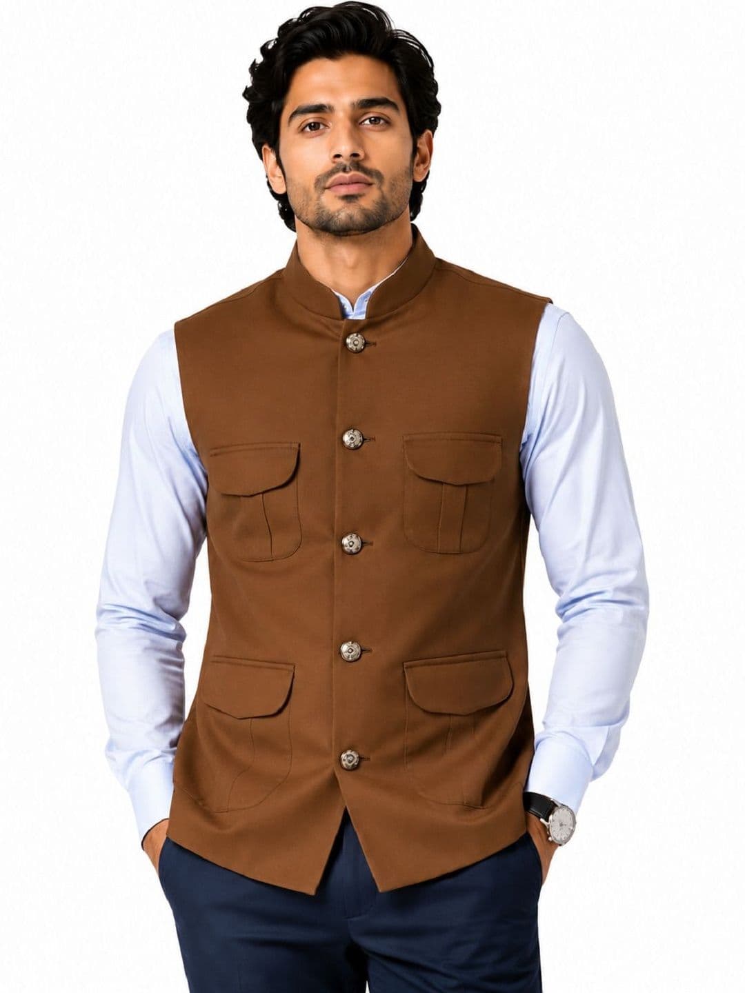 NATURE CRAFT Woven Nehru Jackets - view 1