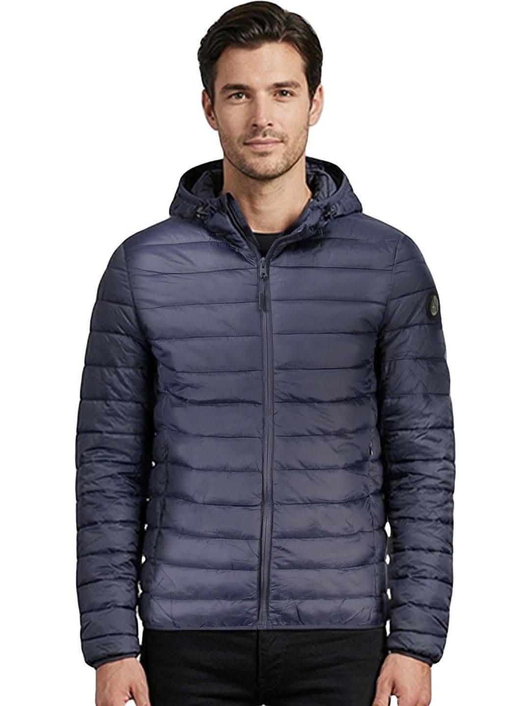 Cavalli Class Navy Blue Logo Patch Quilted Jacket - view 1