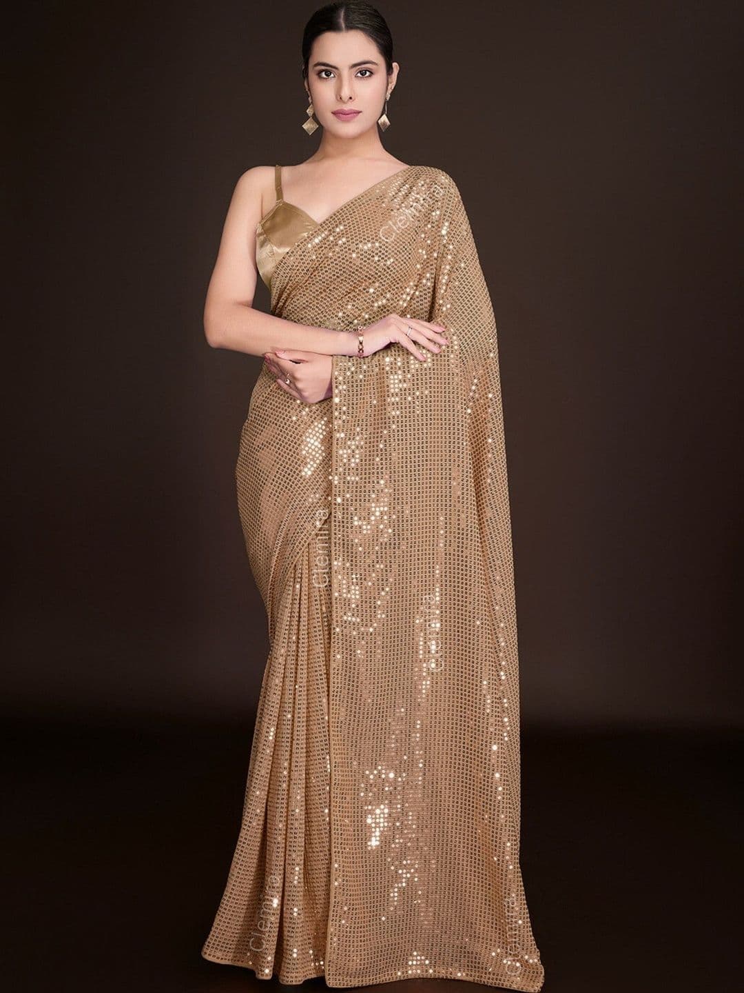 Mitera Embellished Sequinned Pure Georgette Designer Saree - view 1